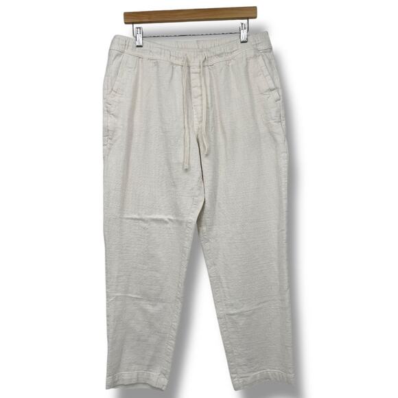 Zara Pull-on Pants Front Tie w/ Pockets White Woven Cotton Women's XL Resortwear - Picture 1 of 6